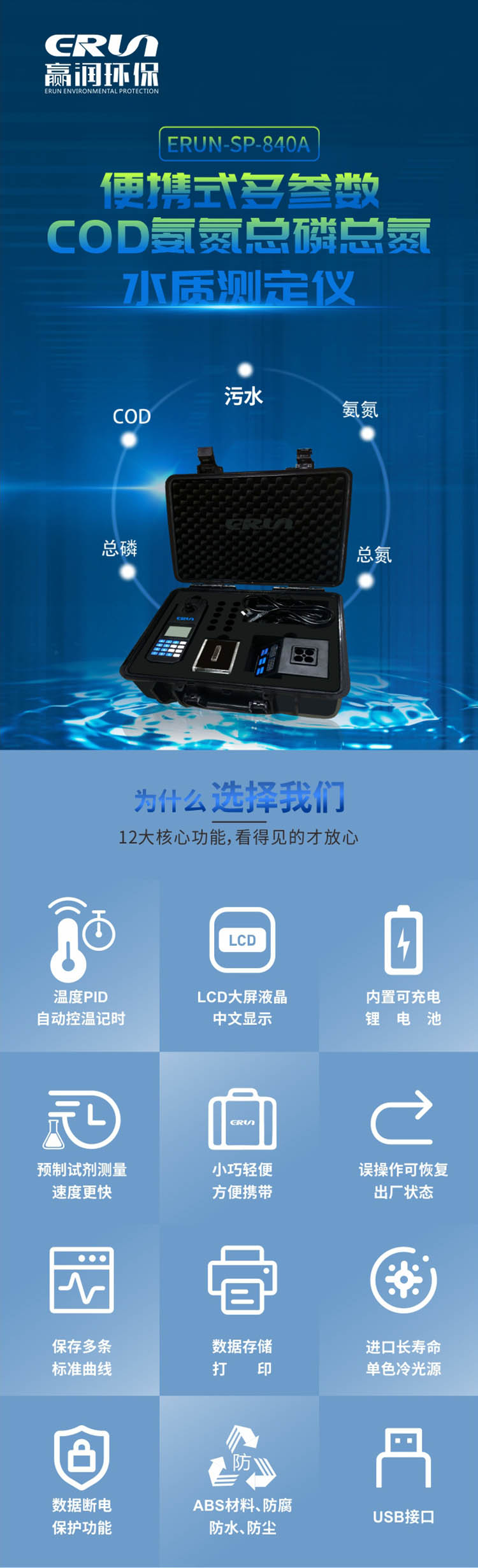 便攜式多參數(shù)COD、氨氮、總磷、總氮水質(zhì)測定儀